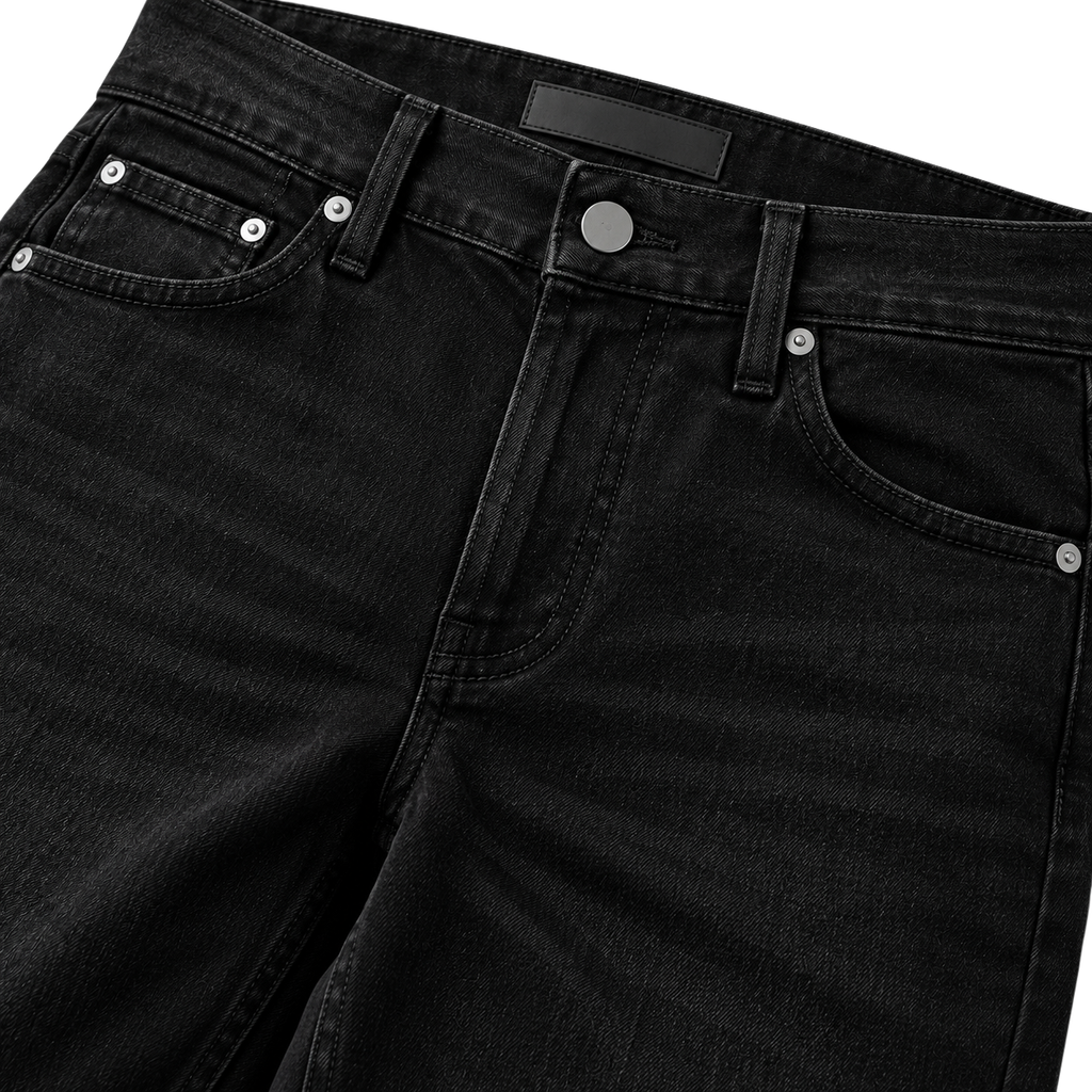 Premium Straight-Fit Black Denim Jeans | HUURPOUR