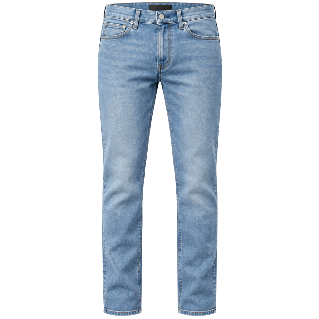 Premium Straight-Fit Light Blue Denim Jeans | HUURPOUR