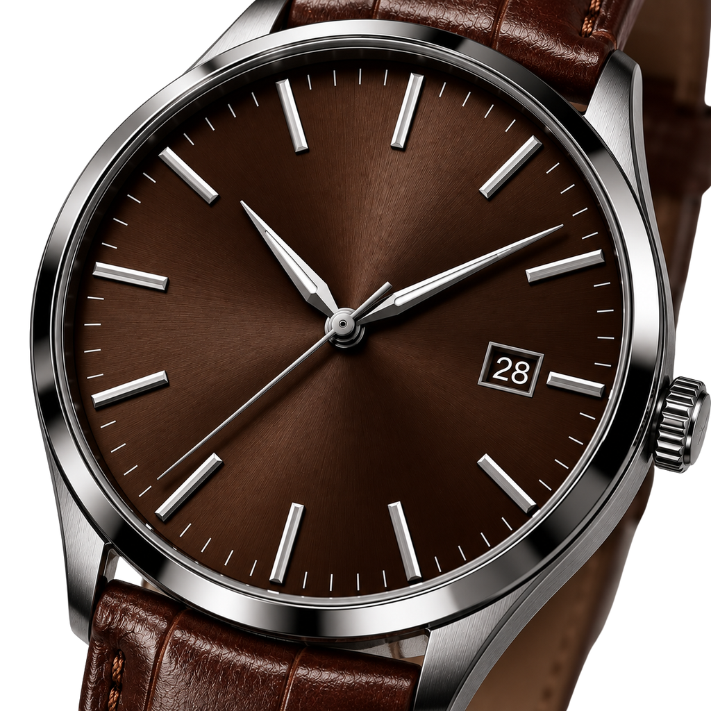 Premium Brown Leather Strap Watch | HUURPOUR