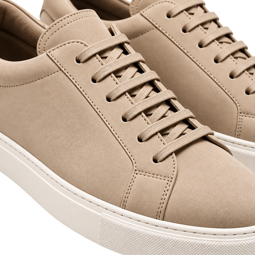 Premium Beige Suede Low-Top Trainers | HUURPOUR